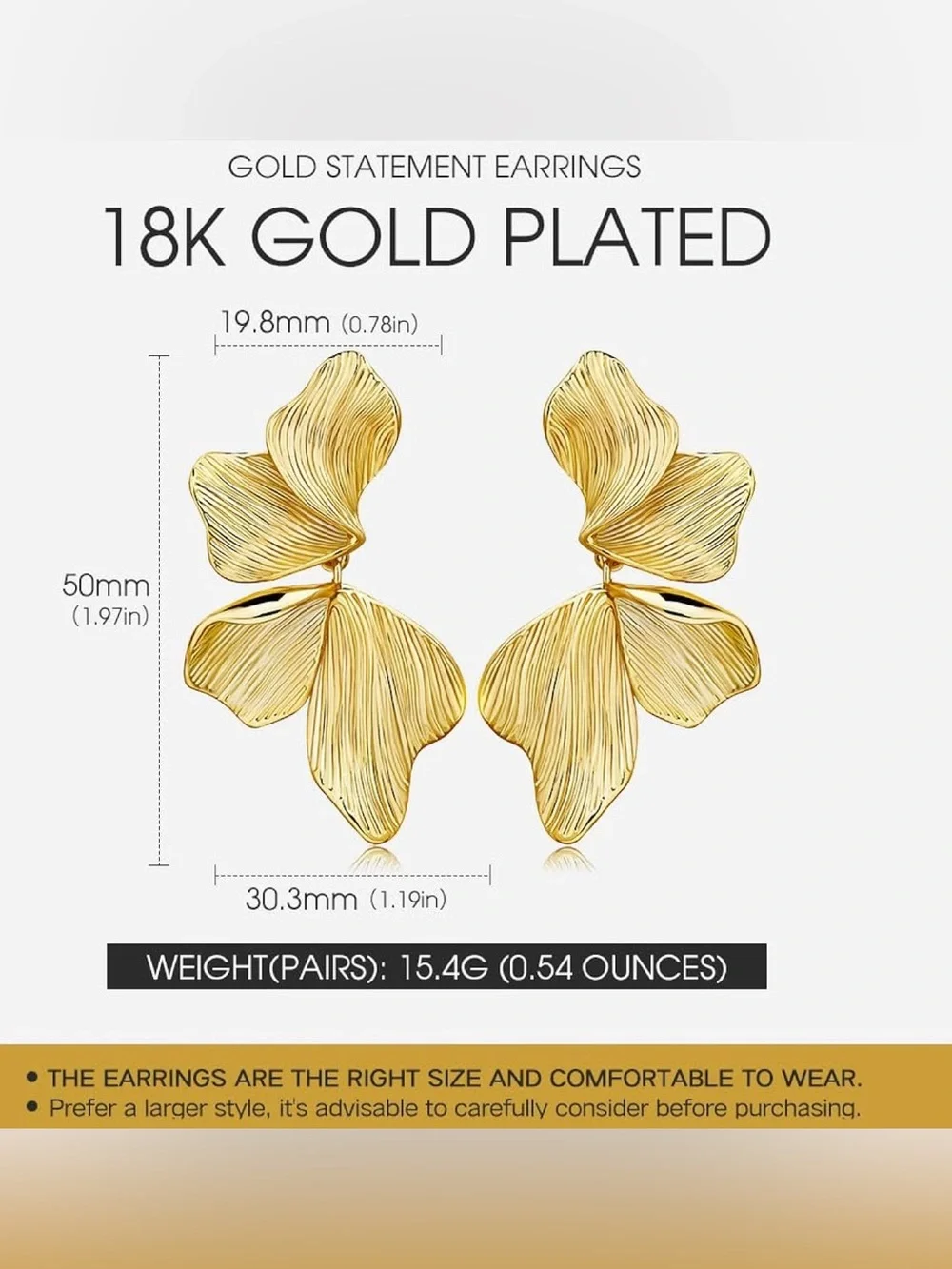 14k Gold Plated Floral Petal Earrings NEW